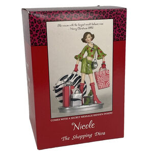 Secret Message Diva NICOLE Vtg 2005 Christmas Shopping Figurine + NEW Open Box